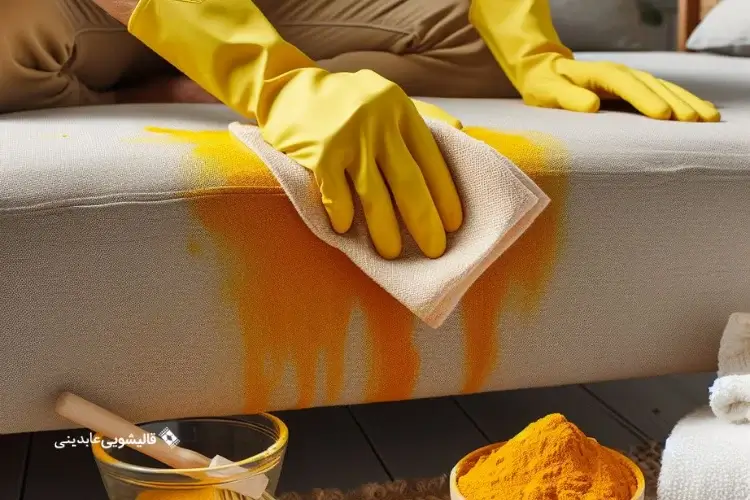 پاک کردن زردچوبه از فرش و مبل با استفاده از سفیدکننده